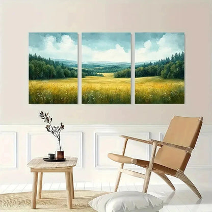 3pcs Rustic Countryside Landscape Perfect Wall Art Set Canvas Framed 50x70cm - High Quality Print 100% Australian Made Wall Canvas Ready to Hang