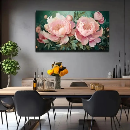 Pink Peony Floral Wall Art Canvas Office Home Room Framed 120x60cm