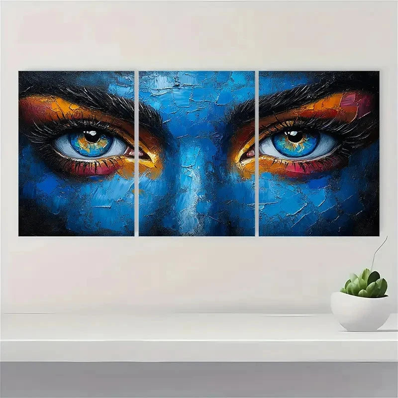 3pcs  Colorful Acrylic Face  Artwork EW     Wall Art Set Canvas Framed 60x90cm - High Quality Print 100% Australian Made Wall Canvas Ready to Hang - Bella Home Decor