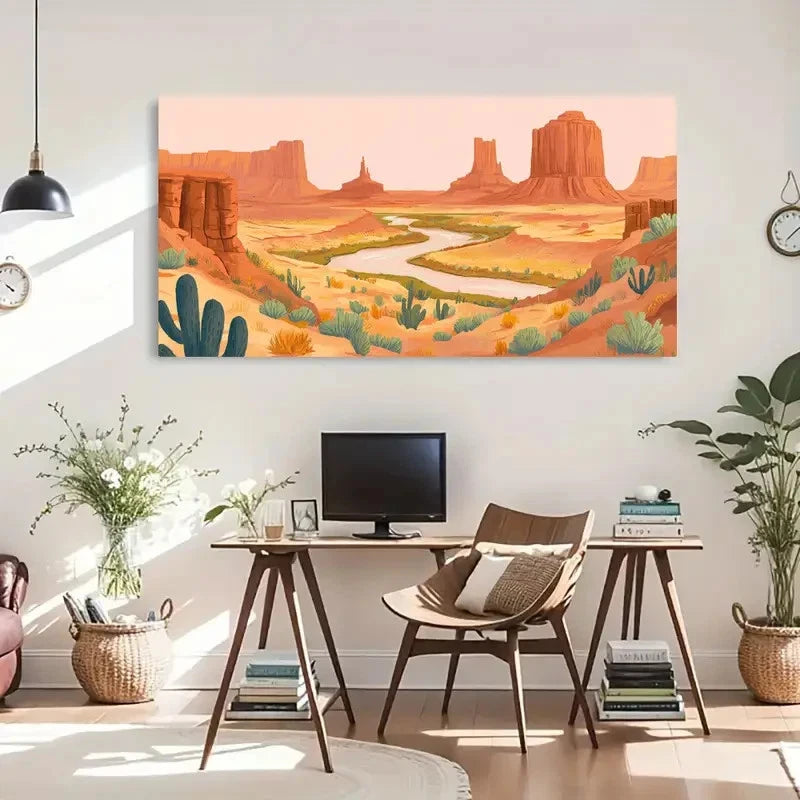 Modern Decorative Abstract Land Wall Art Canvas Office Home Room Framed 120x60cm