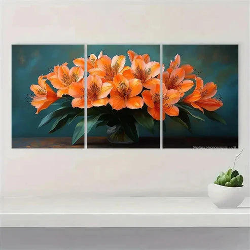 3pcs Peruvian Lilies Flower Nature Wall Art Canvas Unframed - High Quality Print 100% Australian Made Wall Canvas