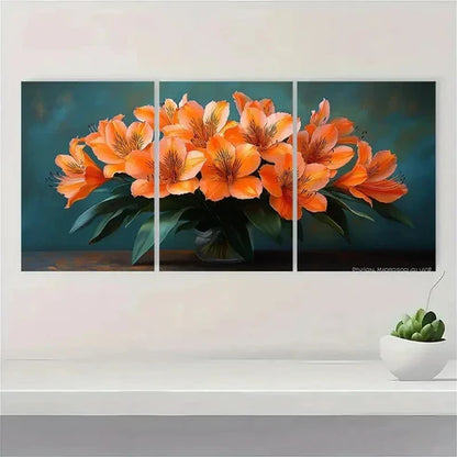 3pcs Peruvian Lilies Flower Nature Wall Art Canvas Unframed - High Quality Print 100% Australian Made Wall Canvas