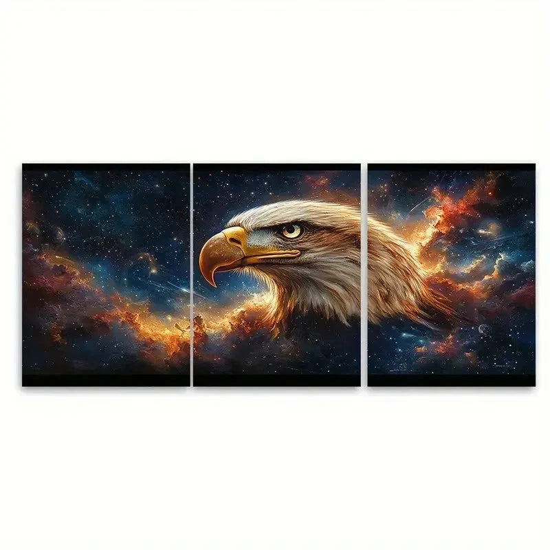 3pcs Eagle Space Themed EI  Wall Art Set Canvas Framed 40x60cm - High Quality Print 100% Australian Made Wall Canvas Ready to Hang - Bella Home Decor