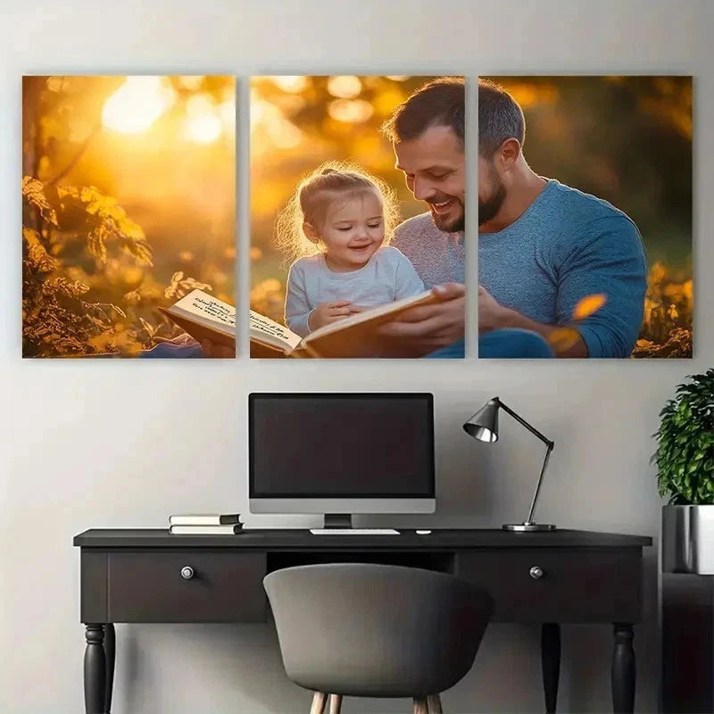 3pcs Father's Day Book For Dad Perfect Wall Art Set Canvas Framed 50x70cm - High Quality Print 100% Australian Made Wall Canvas Ready to Hang