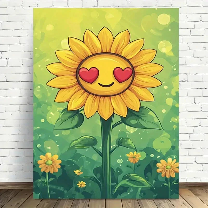 Beautiful Charming Sunflower Bright Yellow Painting 40x60cm Metal Print Ready to Hang - Bella Home Decor