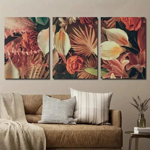 3pcs Colorful Botanical Palm Tree Floral Wall Art Set Canvas Unframed - High Quality Print 100% Australian Made Wall Canvas - Bella Home Decor