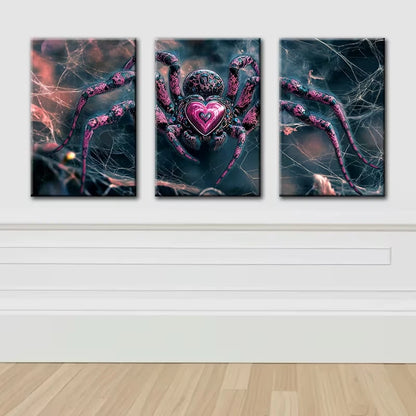 3pcs Love spider Illustration Wall Art Set Canvas Framed 50x70cm - High Quality Print 100% Australian Made Wall Canvas Ready to Hang