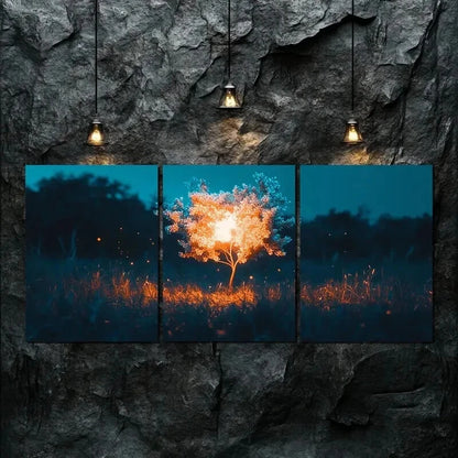 3pcs Featuring An Autumn Dark Light Tree Perfect Wall Art Set Canvas Framed 50x70cm - High Quality Print 100% Australian Made Wall Canvas Ready to Hang