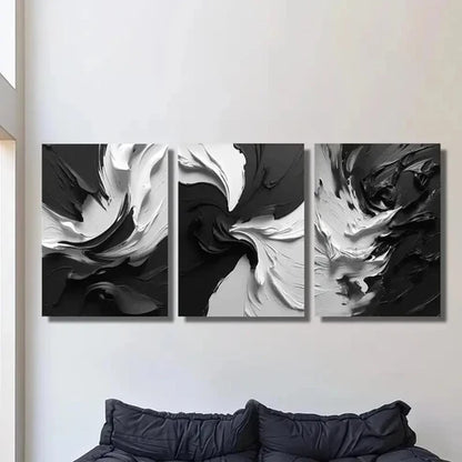 3pcs Abstract Black And White Thick Textured Perfect Wall Art Canvas Unframed – High Quality Print 100% Australian Made Wall Canvas - Bella Home Decor