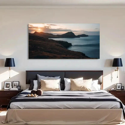 Tides And Peaks Beach Mountain Wall Art Canvas Office Home Room Framed 120x60cm