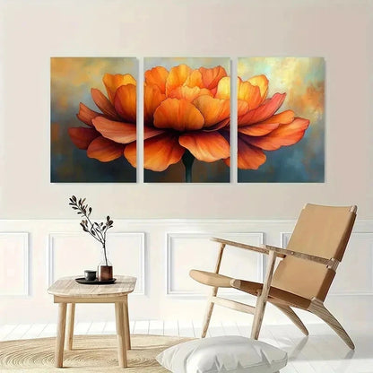 3pcs Marigold Flower Nature Perfect Wall Art Set Canvas Framed 60x90cm - High Quality Print 100% Australian Made Wall Canvas Ready to Hang