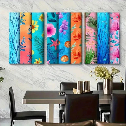 3pcs Vibrant Watercolor Beach Scene Perfect Wall Art Set Canvas Framed 50x70cm - High Quality Print 100% Australian Made Wall Canvas Ready to Hang