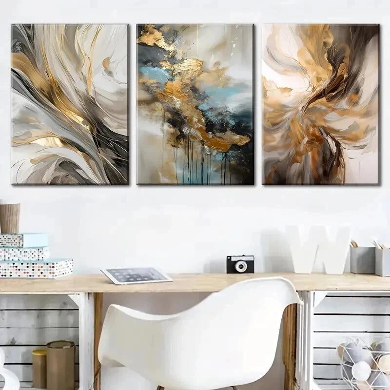 3pcs Featuring Abstract Luxury Décor Perfect Wall Art Set Canvas Framed 50x70cm - High Quality Print 100% Australian Made Wall Canvas Ready to Hang - Bella Home Decor