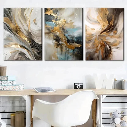 3pcs Featuring Abstract Luxury Décor Perfect Wall Art Set Canvas Framed 50x70cm - High Quality Print 100% Australian Made Wall Canvas Ready to Hang - Bella Home Decor