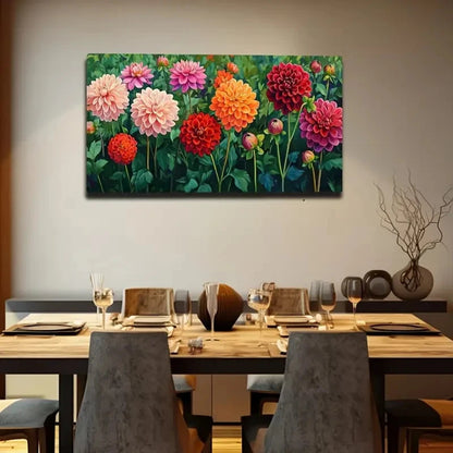 Vibrant Floral Multicolor Style Wall Art Canvas Office Home Room Framed 120x60cm