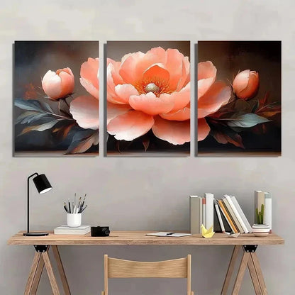 3pcs Pink Peonies Beige Décor Nature Perfect Wall Art Set Canvas Framed 60x90cm - High Quality Print 100% Australian Made Wall Canvas Ready to Hang