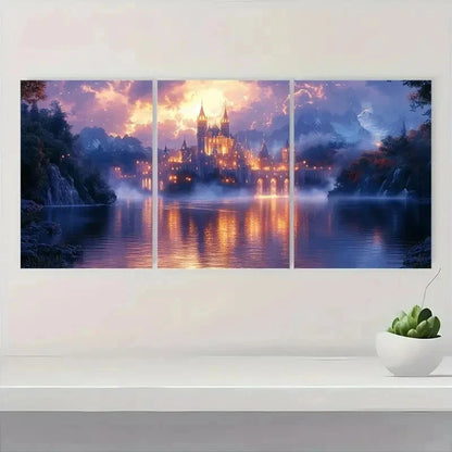 3pcs Enchanted Castle Canvas Art Print FI   Wall Art Set Canvas Framed 60x90cm - High Quality Print 100% Australian Made Wall Canvas Ready to Hang