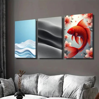 3pcs Modern Abstract Ocean Waves Black Silk Wall Art Set Canvas Unframed - High Quality Print 100% Australian Made Wall Canvas