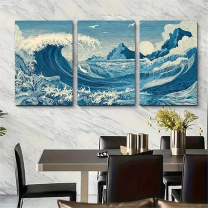 3pcs Oahu Print Travel Hawaii Sea Perfect Wall Art Set Canvas Framed 50x70cm - High Quality Print 100% Australian Made Wall Canvas Ready to Hang