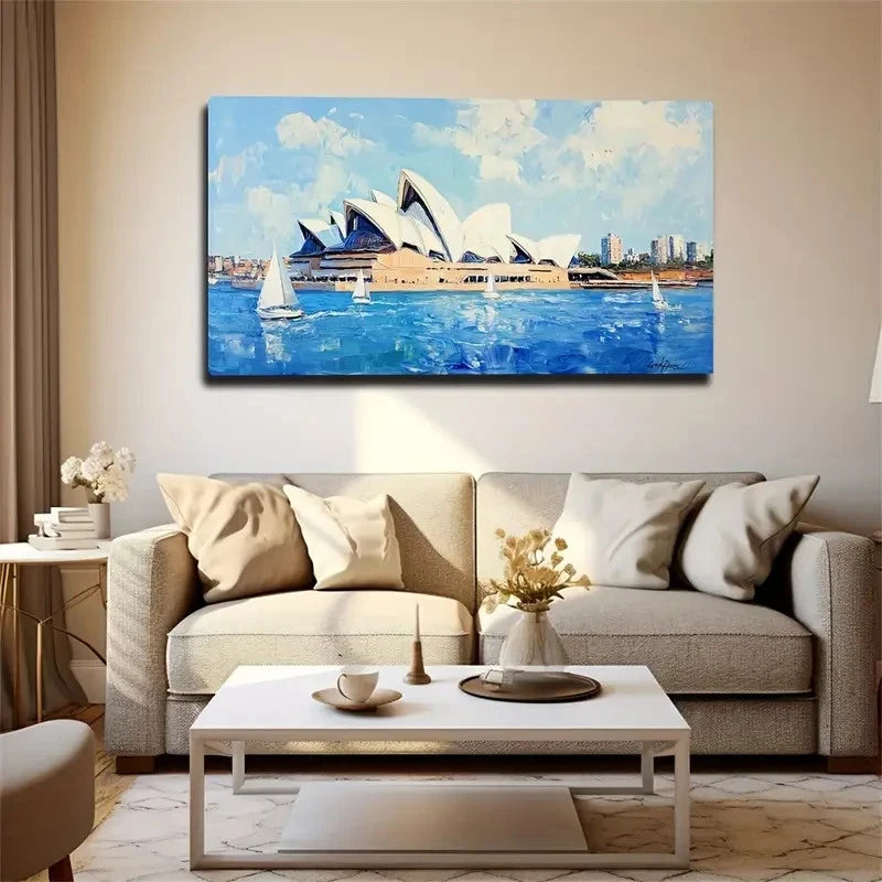 Sydney Opera House Blue Sea Wall Art Canvas Office Home Room Framed 120x60cm