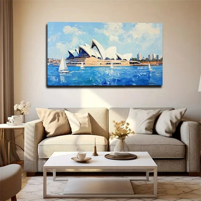 Sydney Opera House Blue Sea Wall Art Canvas Office Home Room Framed 120x60cm