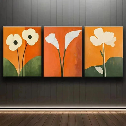 3pcs Abstract White Flowers Modern Perfect Wall Art Set Canvas Framed 60x90cm - High Quality Print 100% Australian Made Wall Canvas Ready to Hang - Bella Home Decor