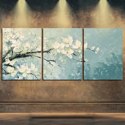 3pcs White Floral Flowers Beauty Nature Perfect Wall Art Set Canvas Unframed - High Quality Print 100% Australian Made Wall Canvas