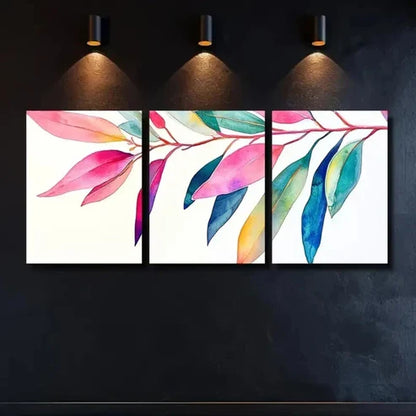 3pcs Summer Rainbow Eucalyptus Ink Sketching  Wall Art Canvas Unframed - High Quality Print 100% Australian Made Wall Canvas