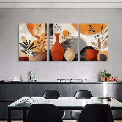 3pcs Abstract Vase Plant Geometric Shapes GS   Wall Art Canvas  Framed 60x90cm - High Quality Print 100% Australian Made Wall Canvas Ready to Hang - Bella Home Decor