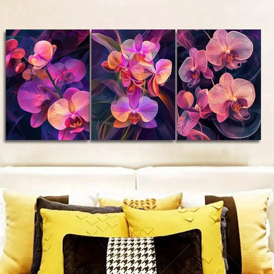 3pcs A beautiful orchid Wall Art Set Canvas Framed 50x70cm - High Quality Print 100% Australian Made Wall Canvas Ready to Hang