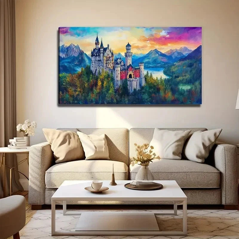 Beautiful Castle Space Wall Art Canvas Office Home Room Framed 120x60cm