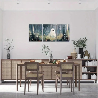 3pcs Watercolor Cute Halloween Paintings Theme Metal Print Ready to Hang Art