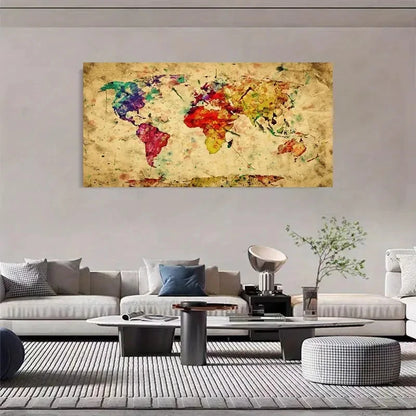 Geographical Location Decor Wall Art Canvas Office Home Room Framed 120x60cm