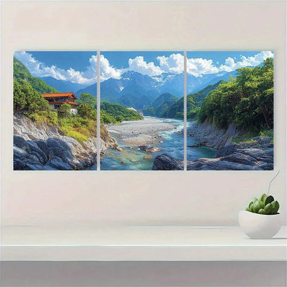 3pcs Taiwanese Nature White Clouds Blue Sky Metal Print Ready to Hang Art - Bella Home Decor