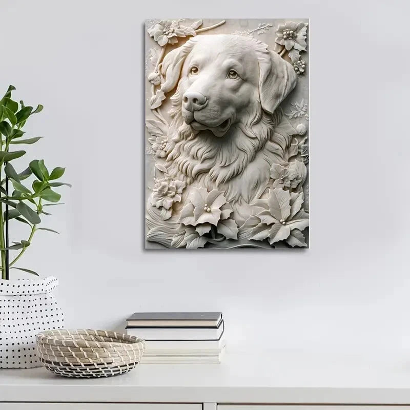 Great Pyrenees Heart Blossoms Painting 40x60cm Metal Print Ready to Hang - Bella Home Decor