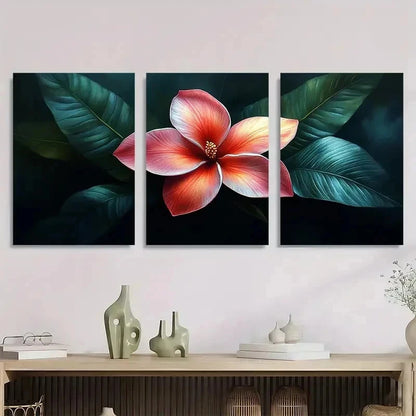 3pcs Pink Plumeria Flower Nature Perfect Wall Art Set Canvas Framed 50x70cm - High Quality Print 100% Australian Made Wall Canvas Ready to Hang