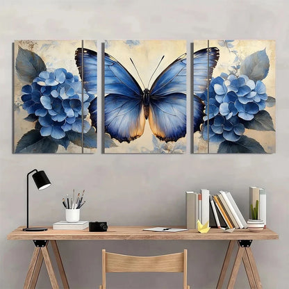 3pcs Coastal Flower & Butterfly Vibrant Wall Art Set Canvas Framed 50x70cm - High Quality Print 100% Australian Made Wall Canvas Ready to Hang