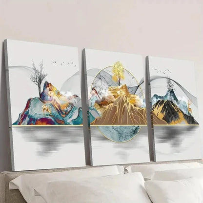 3pcs Featuring Elk Money Tree And Mountains Wall Art Set Canvas Unframed - High Quality Print 100% Australian Made Wall Canvas