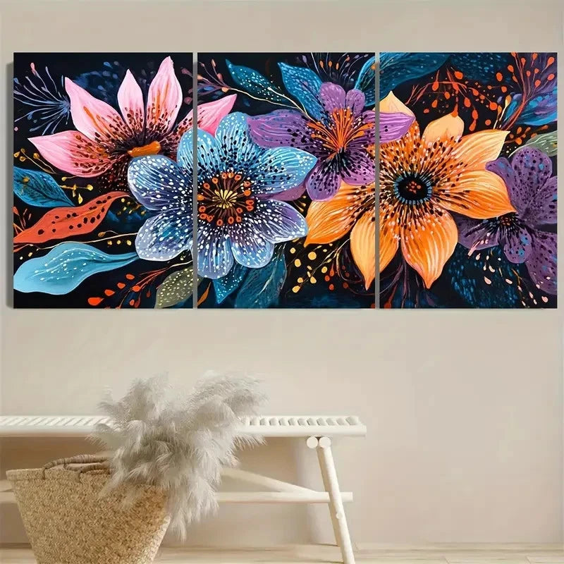 3pcs Vibrant Botanical Art Floral Wall Art Set Canvas Framed 40x60cm - High Quality Print 100% Australian Made Wall Canvas Ready to Hang - Bella Home Decor