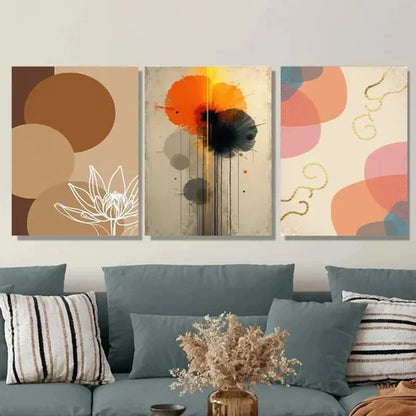 3pcs Modern Abstract Floral & Geometric Colorful Wall Art Set Wall Art Canvas Unframed – High Quality Print 100% Australian Made Wall Canvas