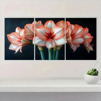 3pcs Amaryllis Flower Red & White Floral  Z    Wall Art Set Canvas Framed 40x60cm - High Quality Print 100% Australian Made Wall Canvas Ready to Hang - Bella Home Decor