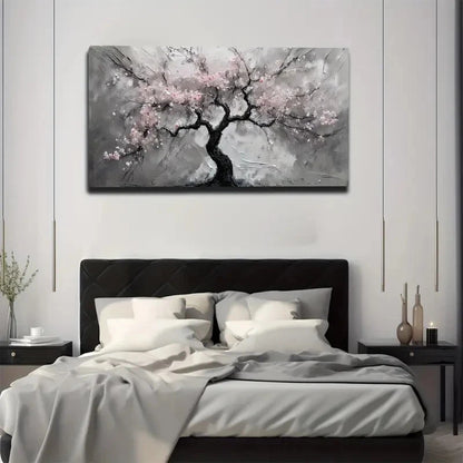 Pink Peach Blossom On Cloudy Wall Art canvas office home room framed 120x60cm