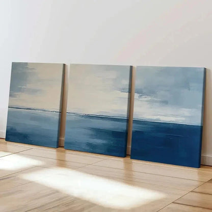 3pcs Abstract Ocean Horizon Serene Sky Wall Art Set Canvas Framed 50x70cm - High Quality Print 100% Australian Made Wall Canvas Ready to Hang - Bella Home Decor