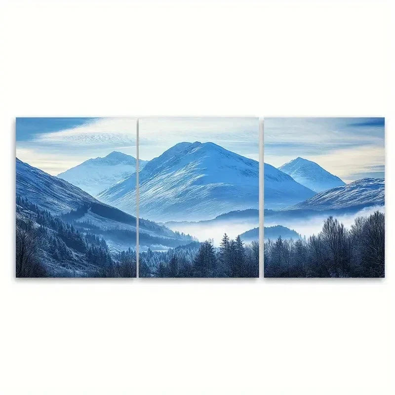 3pcs Nevis and Three Peaks Snowden R Wall Art Set Canvas Framed 60x90cm - High Quality Print 100% Australian Made Wall Canvas Ready to Hang - Bella Home Decor