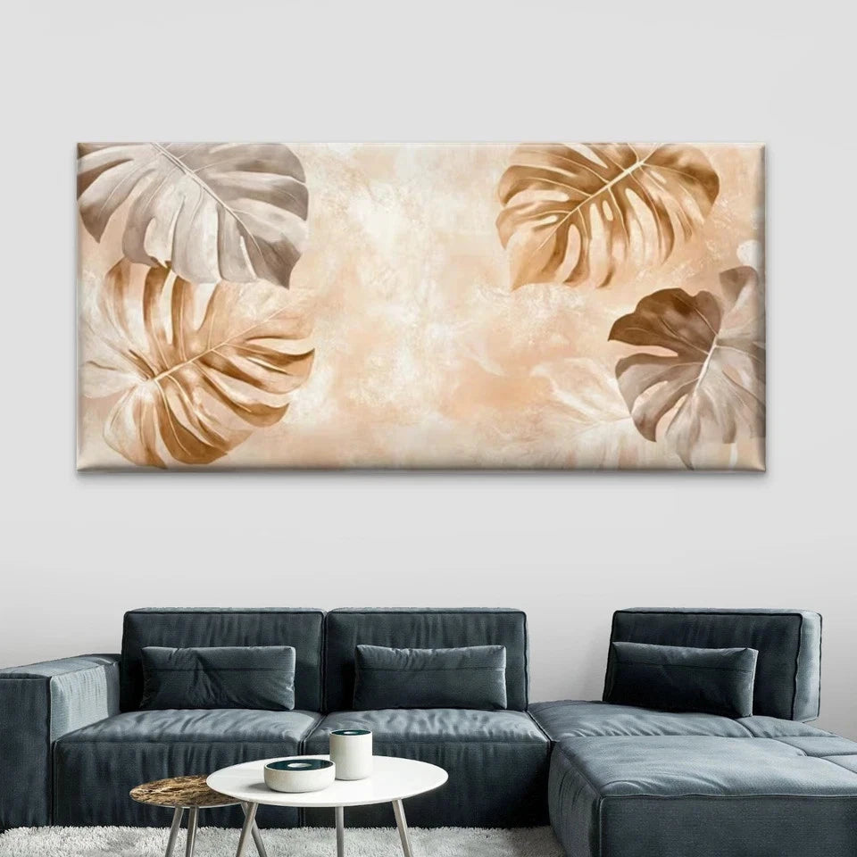 Transparent Leaves with Veins Wall Art Canvas Office Home Room Framed 120x60cm