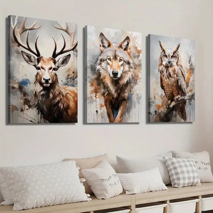 3pcs Wild Nature Animal Portraits Décor Perfect Wall Art Canvas Unframed - High Quality Print 100% Australian Made Wall Canvas
