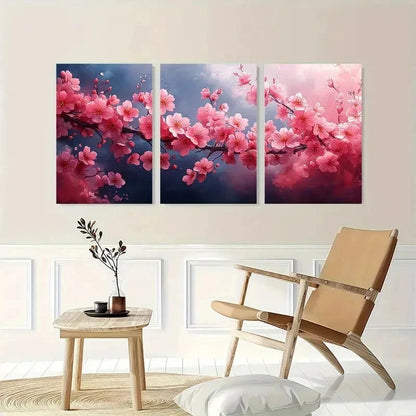 3pcs Sakura Blossom Floral Nature Perfect Wall Art Set Canvas Framed 50x70cm - High Quality Print 100% Australian Made Wall Canvas Ready to Hang