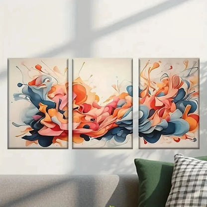 3pcs Abstract Orange and Blue painting Wall Art Set Canvas Framed 40x60cm - High Quality Print 100% Australian Made Wall Canvas Ready to Hang - Bella Home Decor