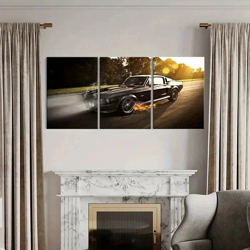 3pcs Classic Sports Car Supercar Retro Wall Art Set Canvas Framed 50x70cm - High Quality Print 100% Australian Made Wall Canvas Ready to Hang - Bella Home Decor
