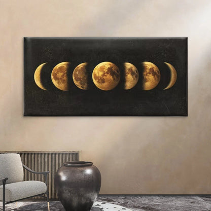 Celestial Lunar Cycle Chart  Wall Art Canvas Office Home Room Framed 120x60cm
